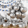 AULE Party Balloons 50 Pcs – 12-Inch Silver Metallic Chrome Latex, Thick 3.2g, Air or Helium Fill