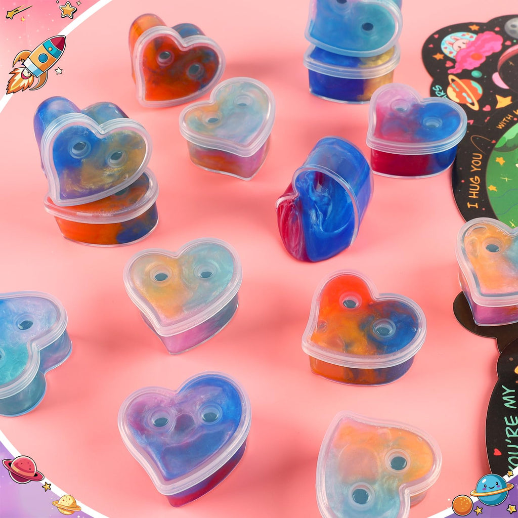 Aurdox 28-Pack Galaxy Slime Valentines Classroom Gifts – Non-Candy Cards & Party Favors