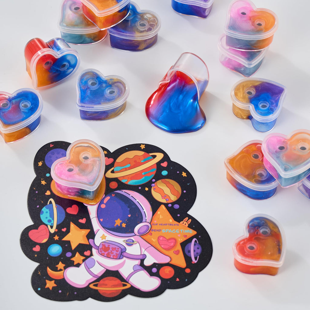 Aurdox 28-Pack Galaxy Slime Valentines Classroom Gifts – Non-Candy Cards & Party Favors