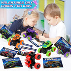 AuroTops Valentines Day Monster Trucks & Cards — 24-Pack Kids Party Favors