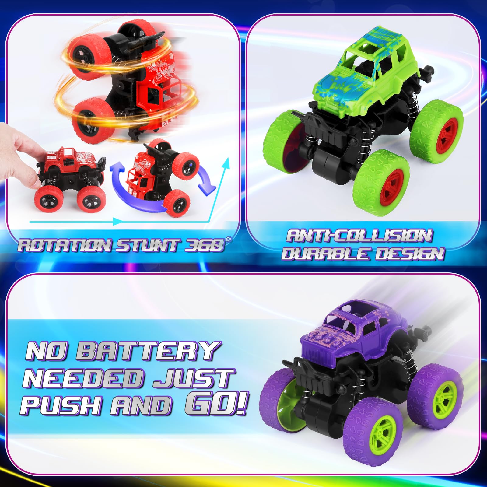 AuroTops Valentines Day Monster Trucks & Cards — 24-Pack Kids Party Favors