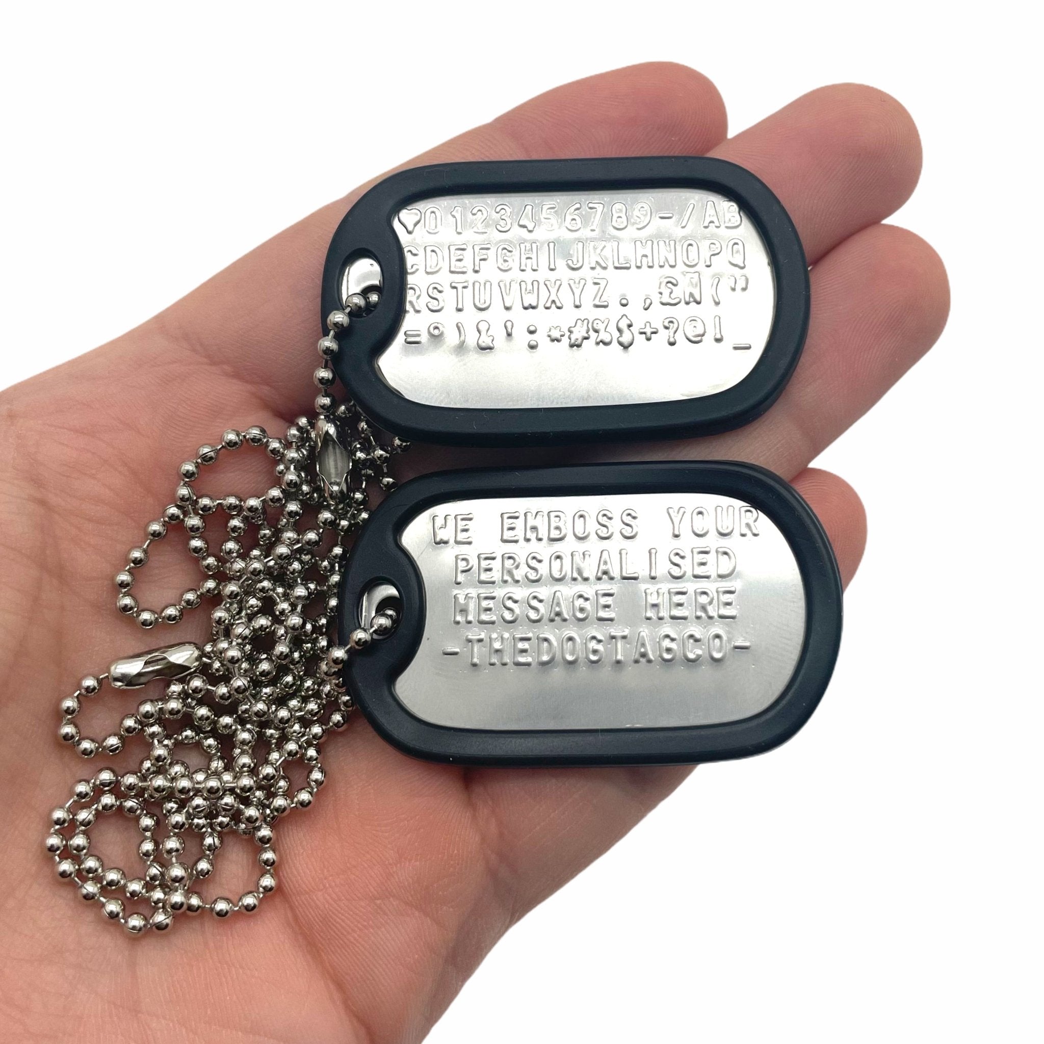 Authentic Personalised PAIR US Military Embossed Stainless Steel Dog Tags Set - 1975 To Present Day