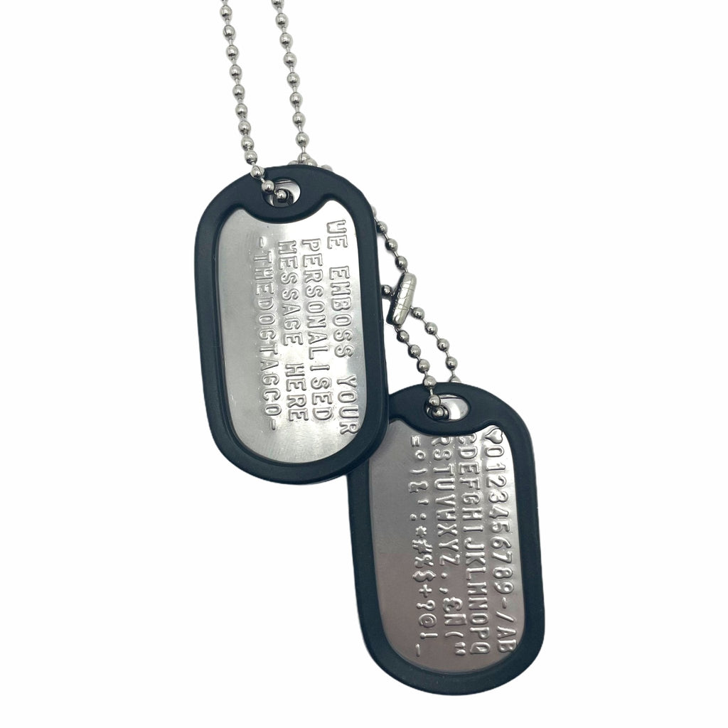 Authentic Personalised PAIR US Military Embossed Stainless Steel Dog Tags Set - 1975 To Present Day