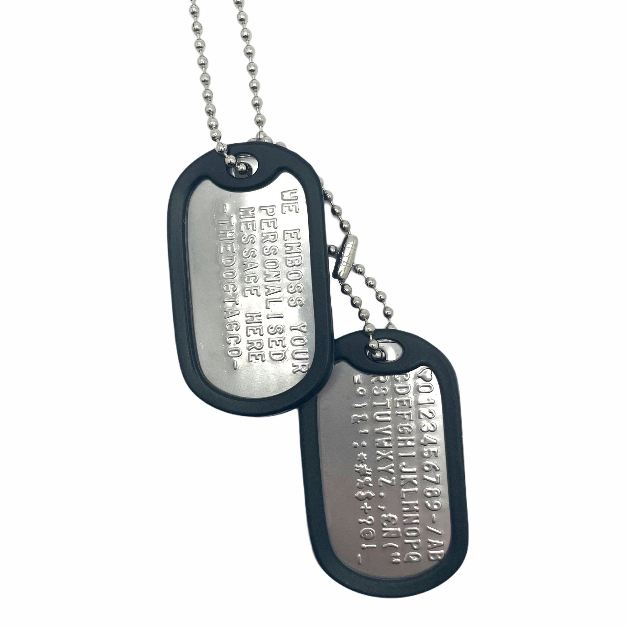 Authentic Personalised PAIR US Military Embossed Stainless Steel Dog Tags Set - 1975 To Present Day