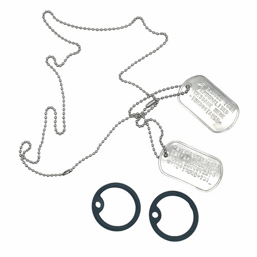 Authentic Personalised PAIR US Military Embossed Stainless Steel Dog Tags Set - 1975 To Present Day