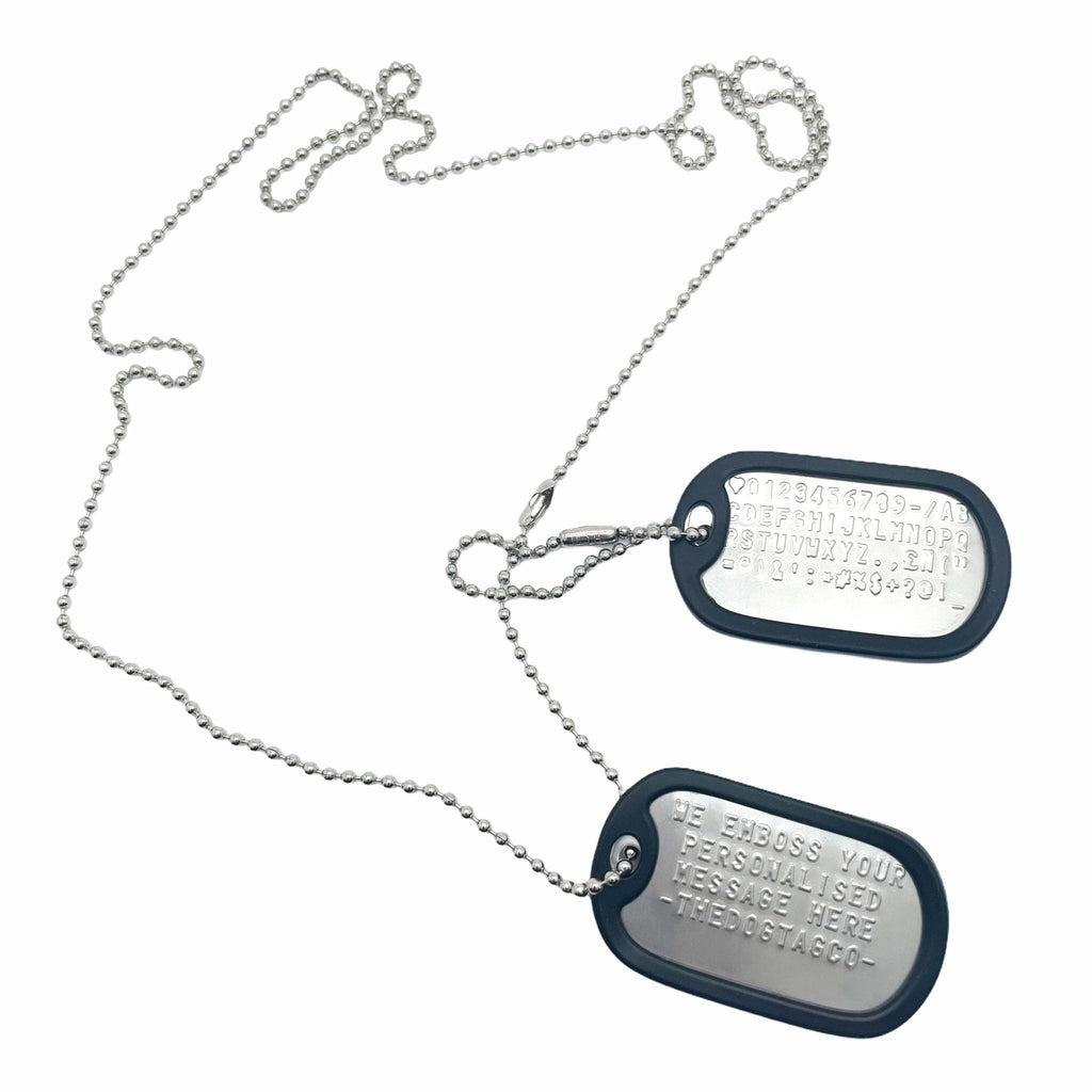 Authentic Personalised PAIR US Military Embossed Stainless Steel Dog Tags Set - 1975 To Present Day
