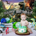 Avezano Dinosaur Birthday Backdrop – Jurassic Jungle Photo Banner 70.8 x 43.3 in | Kids Party Decor