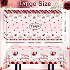 Avezano 3-Pcs Burgundy Floral Birthday Tablecloths 108x54 – Disposable Party Table Covers