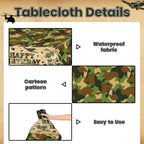 Avezano 3-Pack Camo Birthday Tablecloths | 108x54 in Military Theme Party Decor