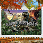 Avezano Dinosaur Birthday Backdrop – Jurassic Jungle Photo Banner 70.8 x 43.3 in | Kids Party Decor