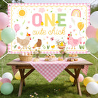 Avezano One Cute Chick Banner – 6x3.6ft Farm Birthday Backdrop