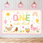 Avezano One Cute Chick Banner – 6x3.6ft Farm Birthday Backdrop