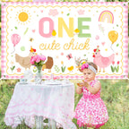 Avezano One Cute Chick Banner – 6x3.6ft Farm Birthday Backdrop