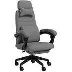 Vinsetto Linen-Look Office Chair, with 160\'c2\'b0 Reclining Back and Footrest - Grey