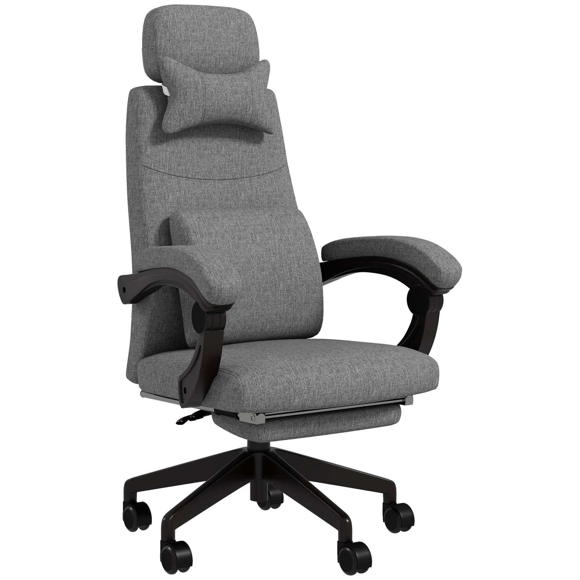 Vinsetto Linen-Look Office Chair, with 160\'c2\'b0 Reclining Back and Footrest - Grey