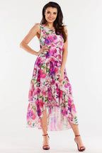 awama chiffon daydress with elastic lining, decorated at the bottom with two ruffles,