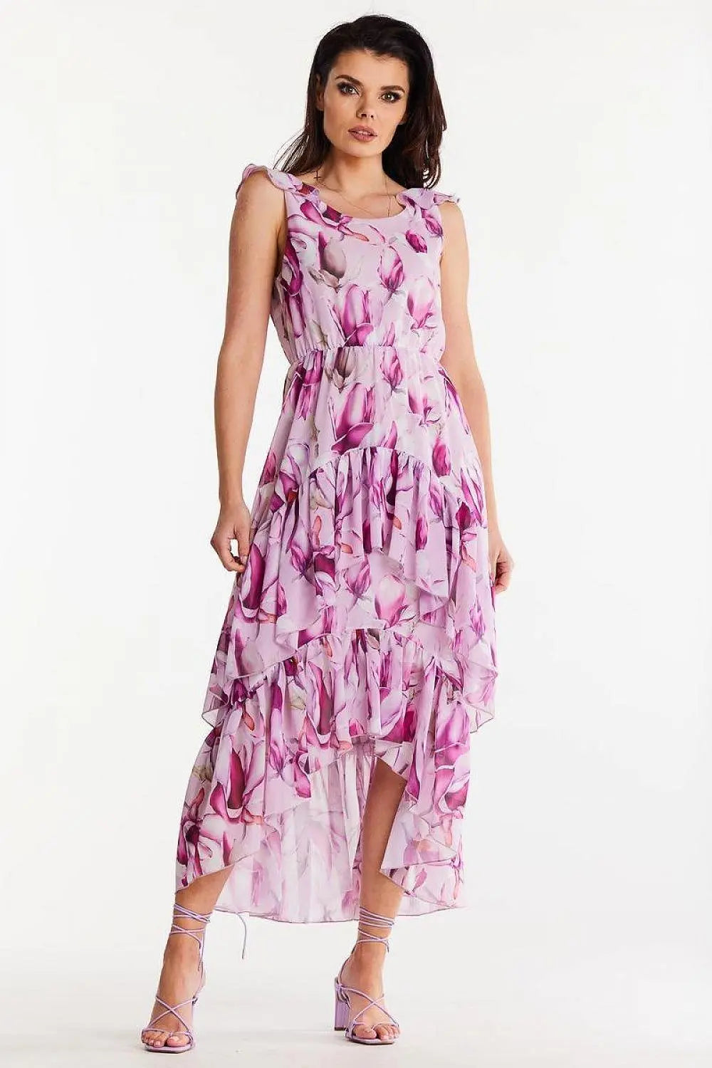 awama chiffon daydress with elastic lining, decorated at the bottom with two ruffles,