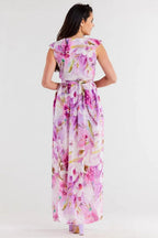 awama daydress made of chiffon on elastic lining, tied with a belt at the waist