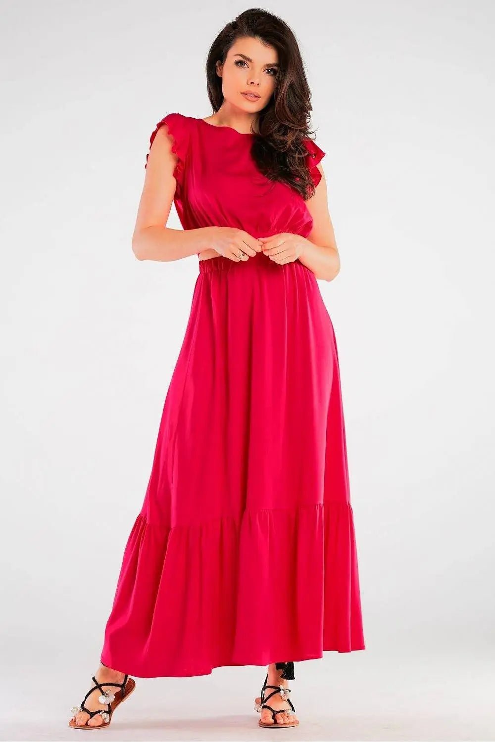 Awama elastic waist long maxi skirt
