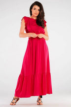 Awama elastic waist long maxi skirt