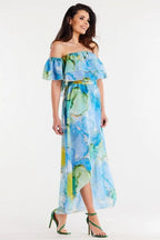 awama long, asymmetrical chiffon skirt with elastic lining
