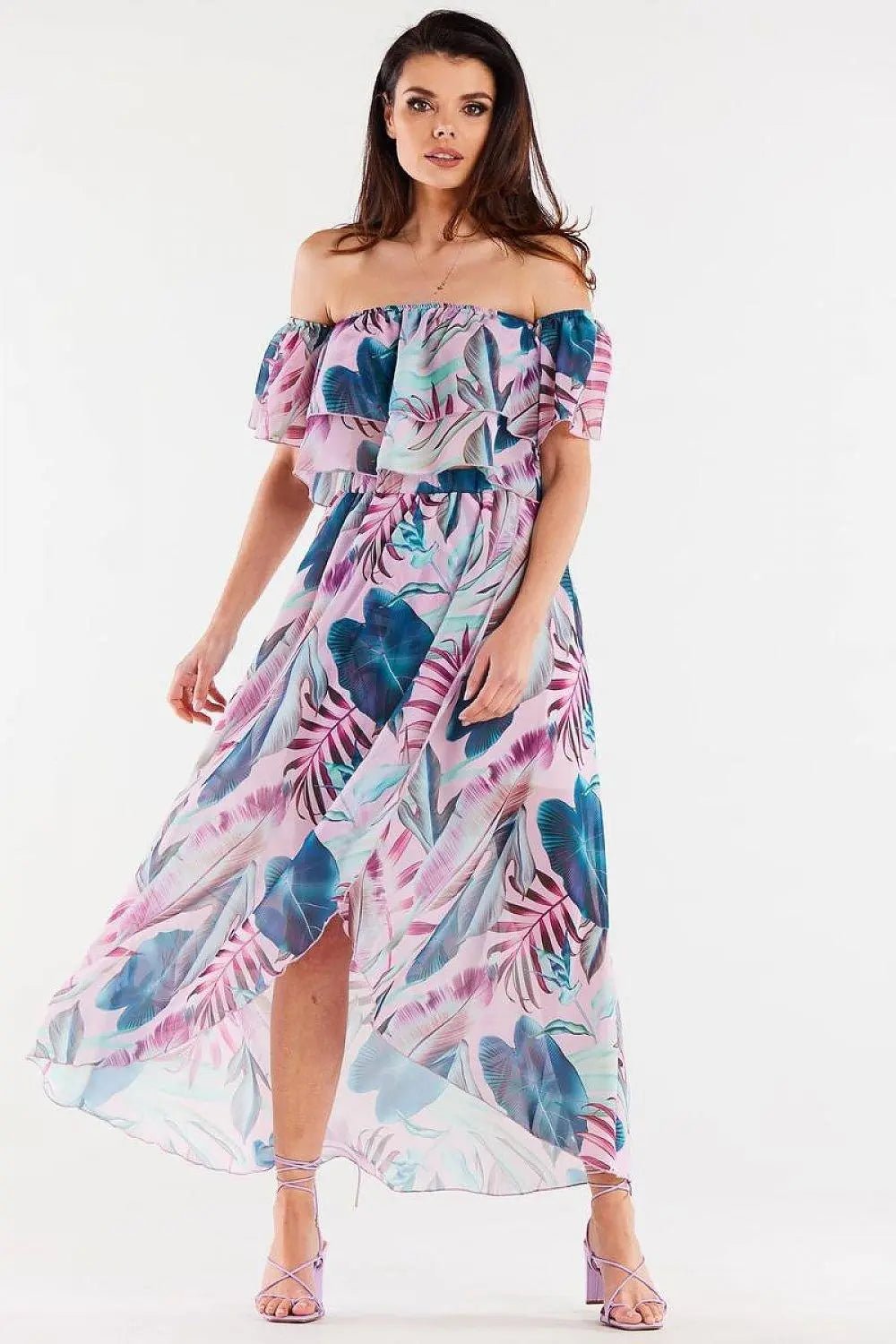 awama long, asymmetrical chiffon skirt with elastic lining