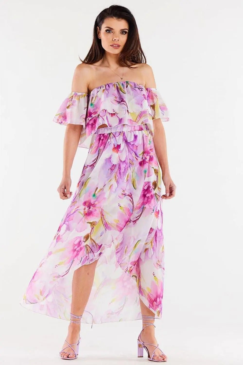 awama long, asymmetrical chiffon skirt with elastic lining