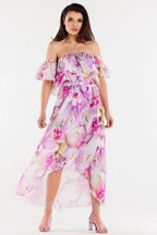 awama long, asymmetrical chiffon skirt with elastic lining