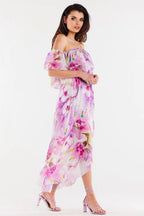 awama long, asymmetrical chiffon skirt with elastic lining
