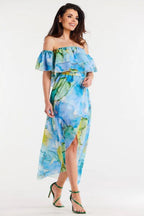 awama long, asymmetrical chiffon skirt with elastic lining