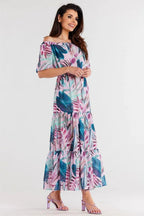 awama long chiffon dress with elastic lining