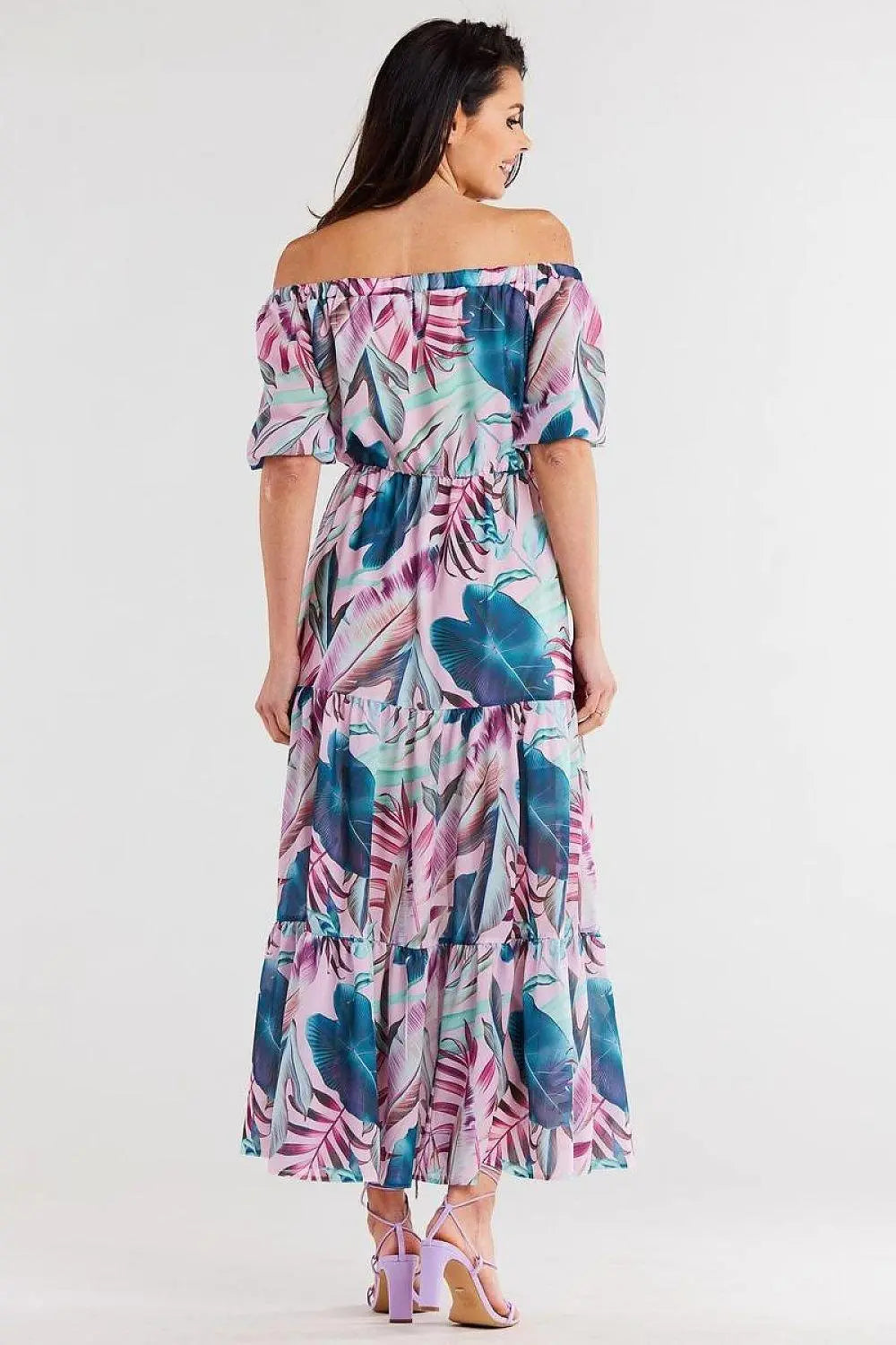 awama long chiffon dress with elastic lining