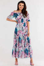 awama long chiffon dress with elastic lining