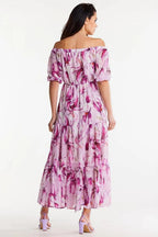 awama long chiffon dress with elastic lining
