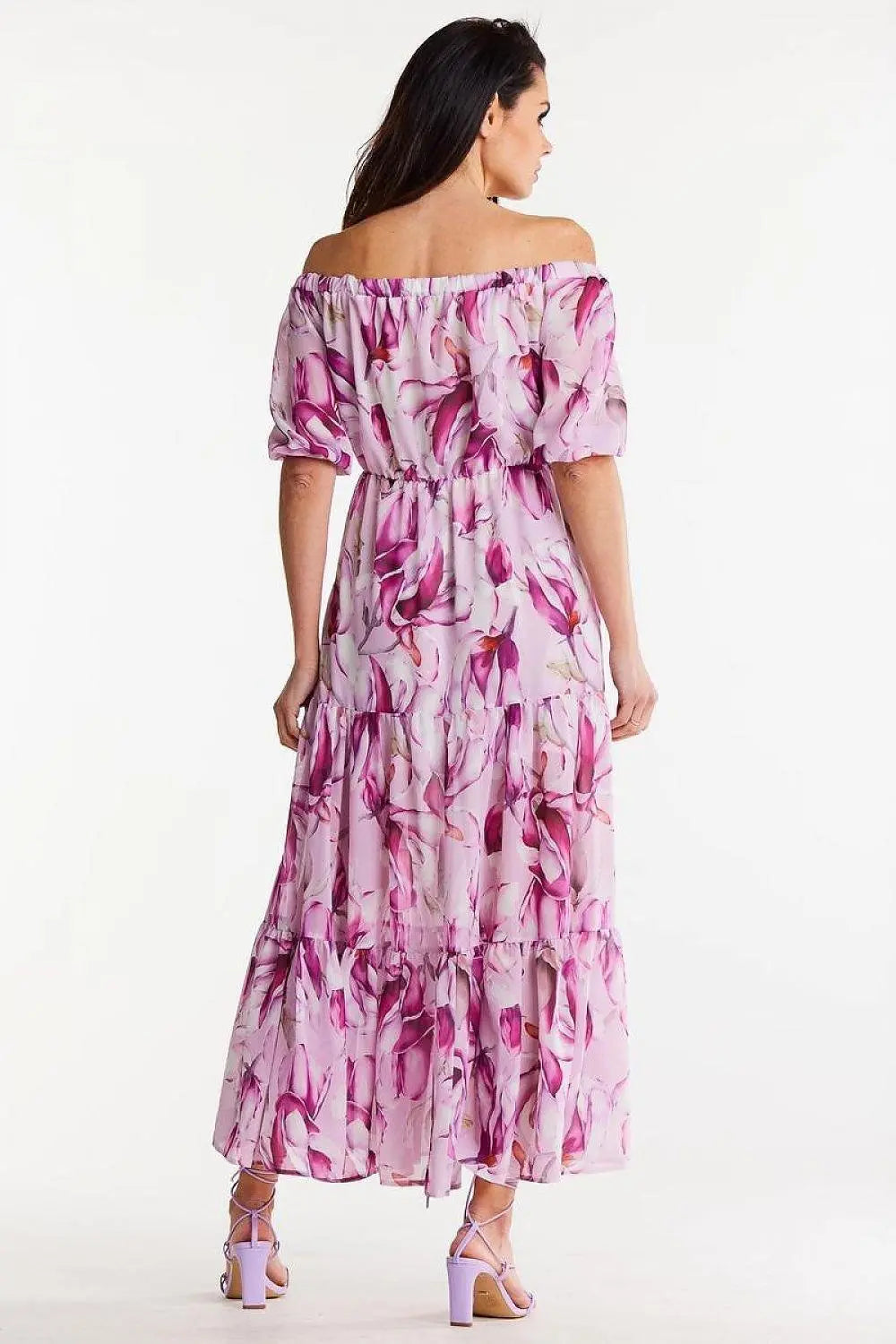 awama long chiffon dress with elastic lining