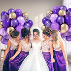 awenztech 60pcs Purple & Gold Balloons – 12in Latex Confetti & Metallic Decor Set