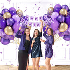 awenztech 60pcs Purple & Gold Balloons – 12in Latex Confetti & Metallic Decor Set