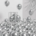 Awenztech 120pcs 5in Metallic Silver Latex Balloons – Premium Party Decor