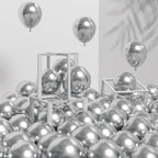 Awenztech 120pcs 5in Metallic Silver Latex Balloons – Premium Party Decor