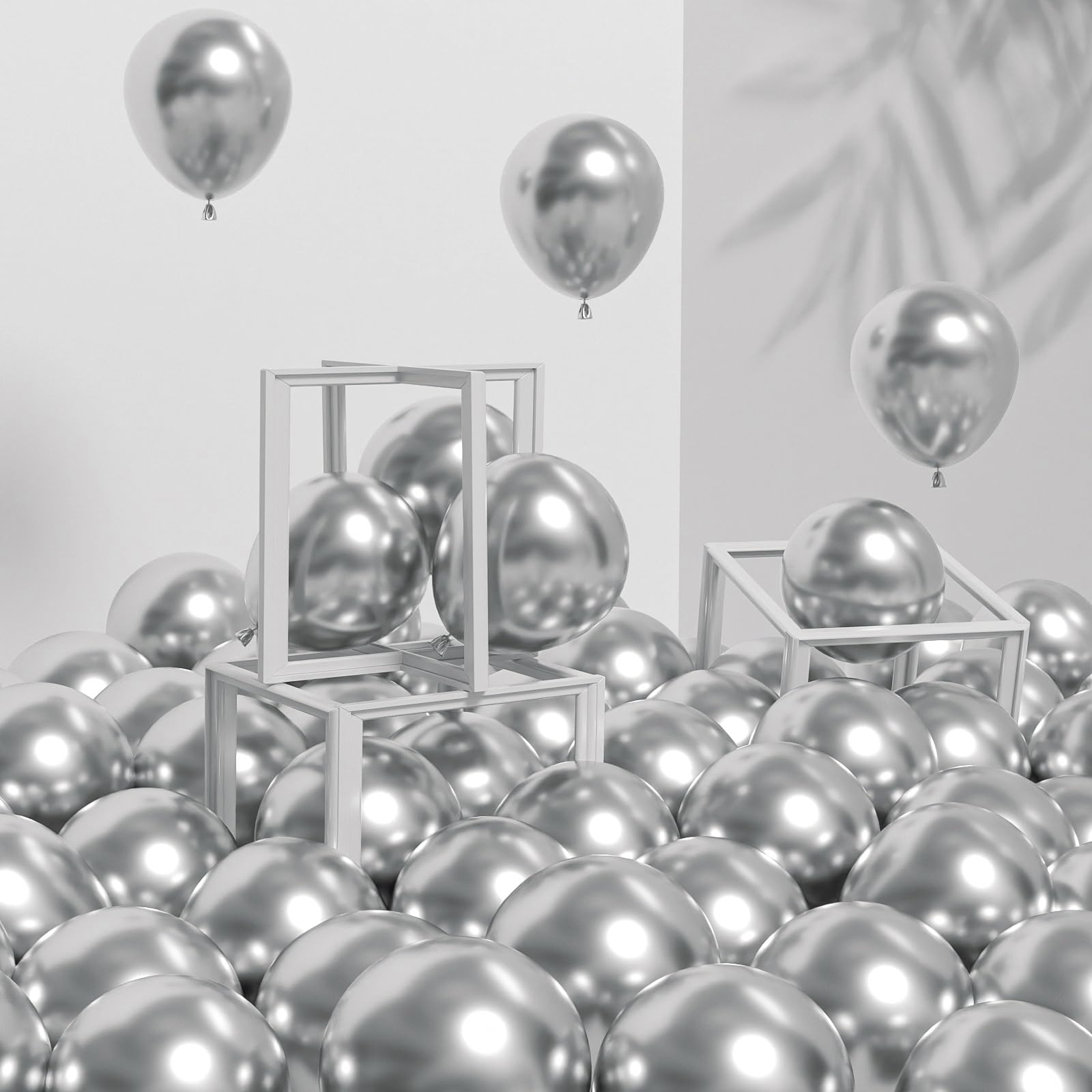 Awenztech 120pcs 5in Metallic Silver Latex Balloons – Premium Party Decor