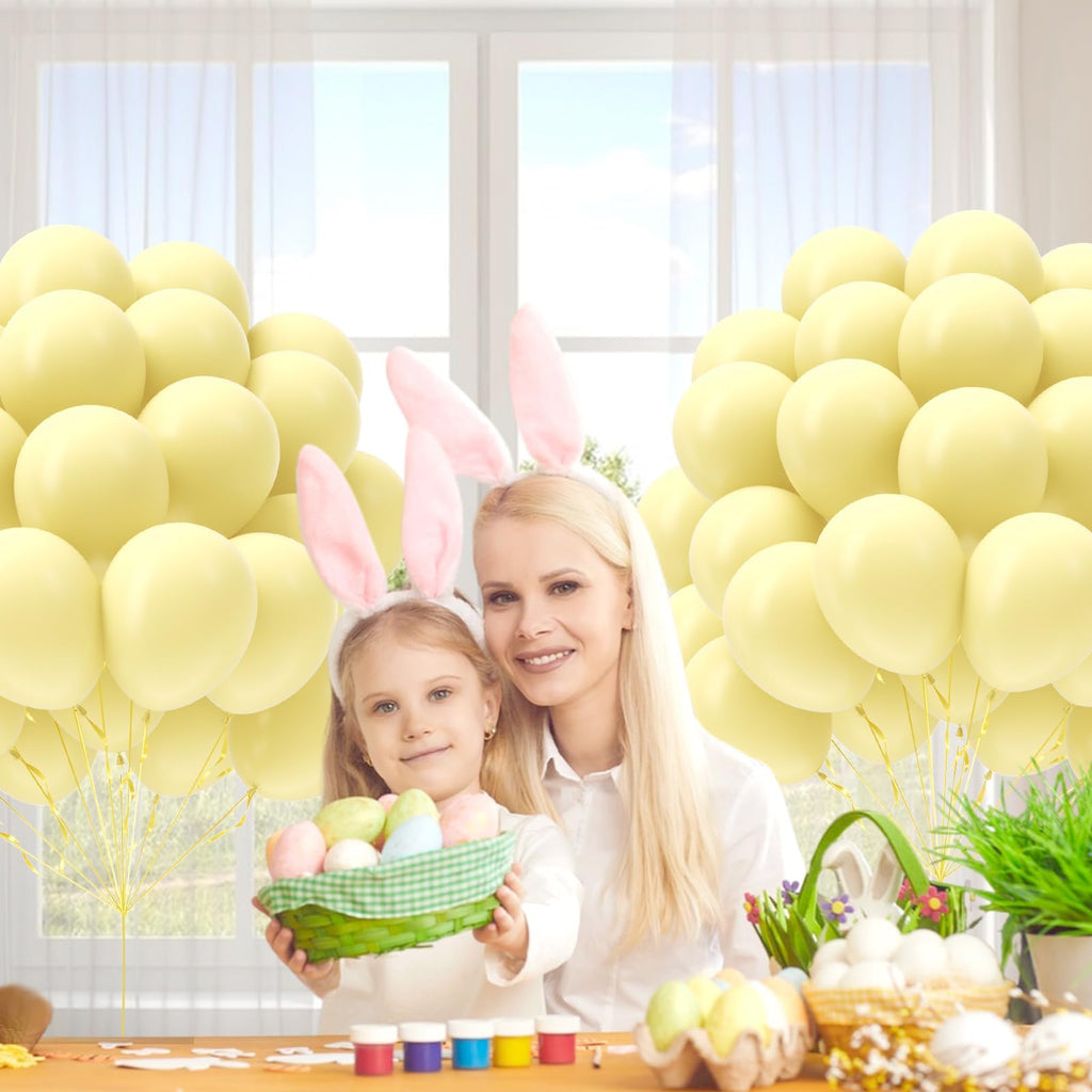 awenztech Pastel Yellow Balloons 12in – 50ct Light Yellow Latex Balloons for Baby Showers, Gender Reveals & Party Decor