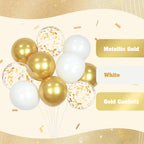 awenztech 60pcs Gold & White Balloons Set – 12in Confetti & Metallic Balloons for Weddings, Graduation, Birthdays