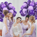 awenztech 60pcs Purple Balloons Kit – 12in Confetti, Metallic Purple, Lavender & Dark Purple for Parties