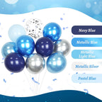 Awenztech 60pcs Blue and Silver Balloons 12in – Navy, Pastel Blue, Confetti for Graduation, Baby Shower, Wedding