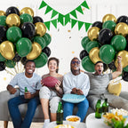 Awenztech 60pcs Green and Black 12inch Balloons with Dark Green Metallic Gold – Jungle Safari Party Decor