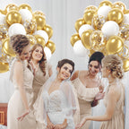 awenztech 60pcs Gold & White Balloons Set – 12in Confetti & Metallic Balloons for Weddings, Graduation, Birthdays