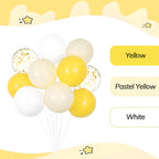 awenztech 60pcs Yellow & White Balloons with Pastel Gold Confetti – 12in Bee Lemon Wedding & Party Decorations