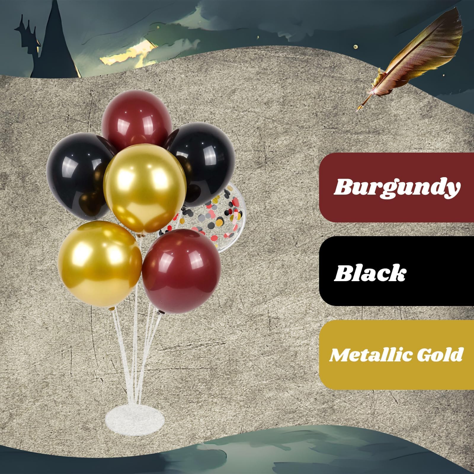 Awenztech 60pcs 12in Black Burgundy and Gold Confetti Balloons – Maroon Party Decor