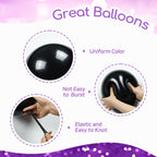 awenztech 60pcs Purple & Black Balloons Set | 12in Confetti & Metallic Silver for Bridal Showers, Graduation, Birthday Parties