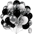 Awenztech 60pcs Black & Silver Balloons 12in — White, Black & Metallic Confetti for Baby Shower & Party Decor